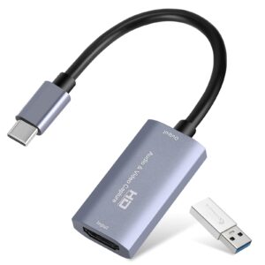 HDMI Female to USB C Audio Capture Card, 4K 1080P 60FPS Capture with Type-C Adapter