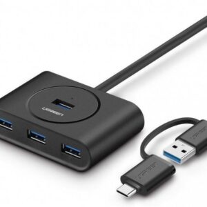 Ugreen 40850 1m 4 Port USB 3.0 Hub With Type-c Adapter - Black