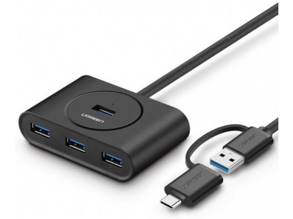 Ugreen 40850 1m 4 Port USB 3.0 Hub With Type-c Adapter - Black