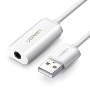 UGREEN  USB A MALE TO 3.5MM AUX CABLE  WHITE - 30712