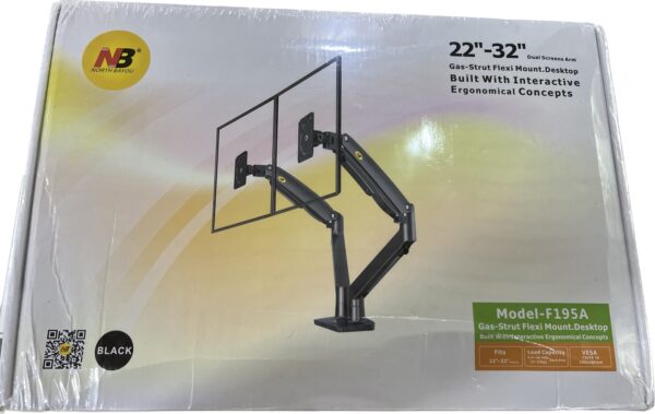 NB North Bayou F195A 22 to 32 Inch Gas Strut Dual Monitor Desktop Bracket Holder Arm Desk Mount
