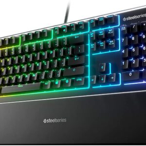 Steelseries apex 3 RGB Gaming Keyboard 10zone RGB Illumination ip32 Water Resistant  Premium Magnetic Wrist Rest Whisper Quiet Gaming Switch renewed
