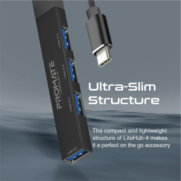 PROMATE LITEHUB-4 USB-C&USB-A ADAPTOR TO USB3-4PORT - Image 2
