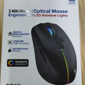 Promate Portable Optical Ergonomic- Led Rainbow Lights 2.4G Wireless Mouse