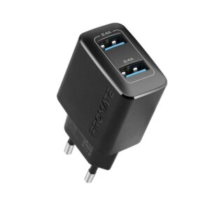 PROMATE BIPLUG UK.BK 12W WALL CHARGER WITJ DUAL PORT