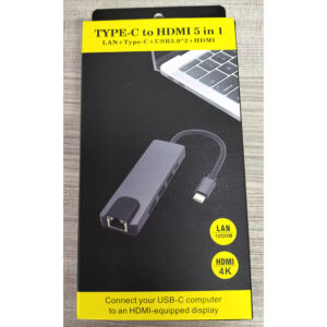 TYPE C  5 IN 1 ADAPTER | LAN+Type-C+ USB3.0*2+ HDMI