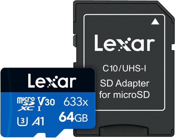 Lexar High-Performance 633x 64GB microSDXC UHS-I Card w/ SD Adapter